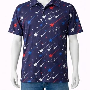 Galaxy Star Men's Polo Shirt - Navy, Red, White